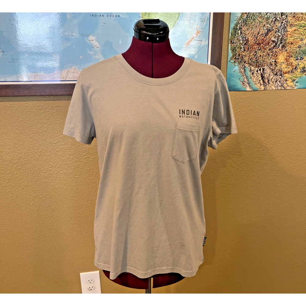 Indian Motorcycle Woman’s Front Pocket Gray T-Shirt